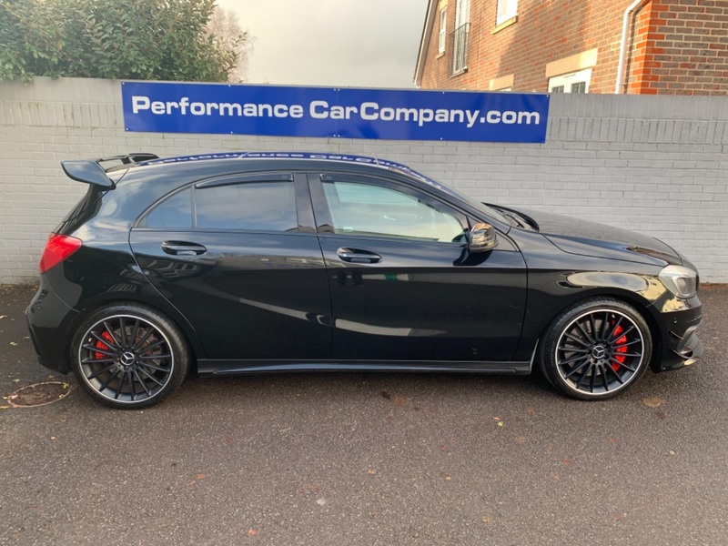 View MERCEDES-BENZ A CLASS A45 AMG 4MATIC 29500miles FSH Full Aero Kit Pan Roof 19 Bi-Colour Alloys STUNNING